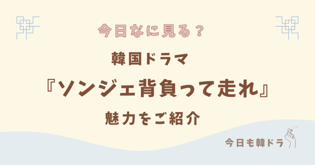 韓国ドラマ「ソンジェ背負って走れ」はどこで見れる？ あらすじ、出演者、見どころ、原作、OST、をご紹介